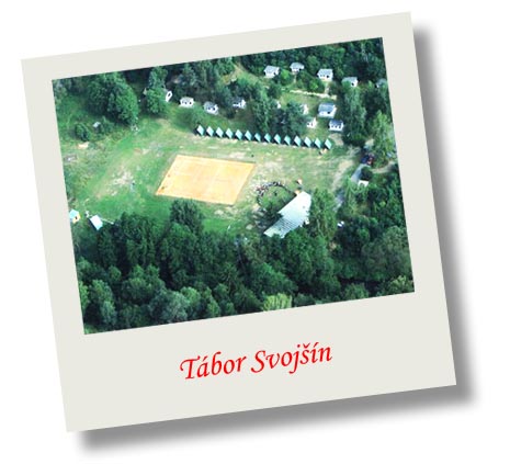 Letecký pohled na tábor Svojšín